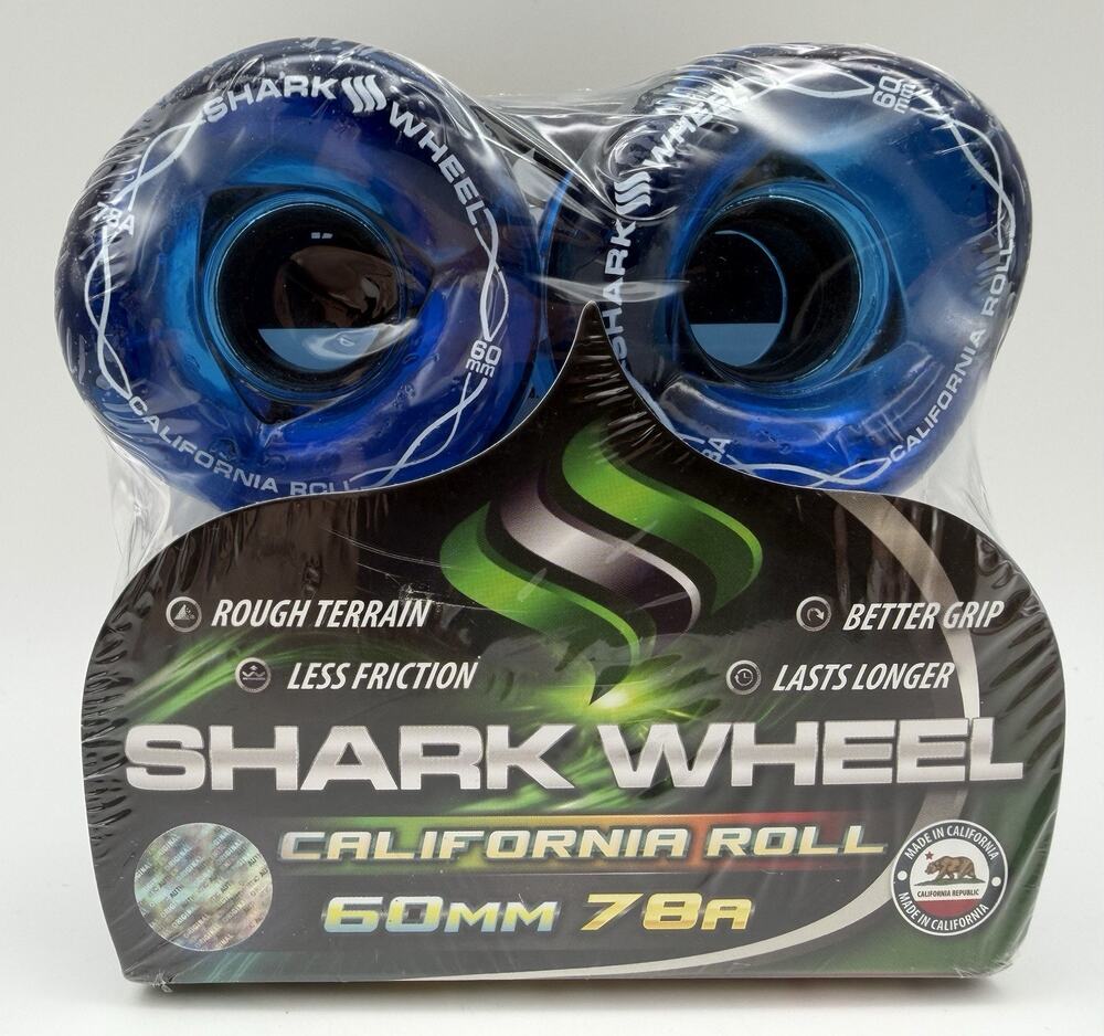 Shark Wheel California Roll 60 mm 78A Clear Blue 4 Set Long Lasting New